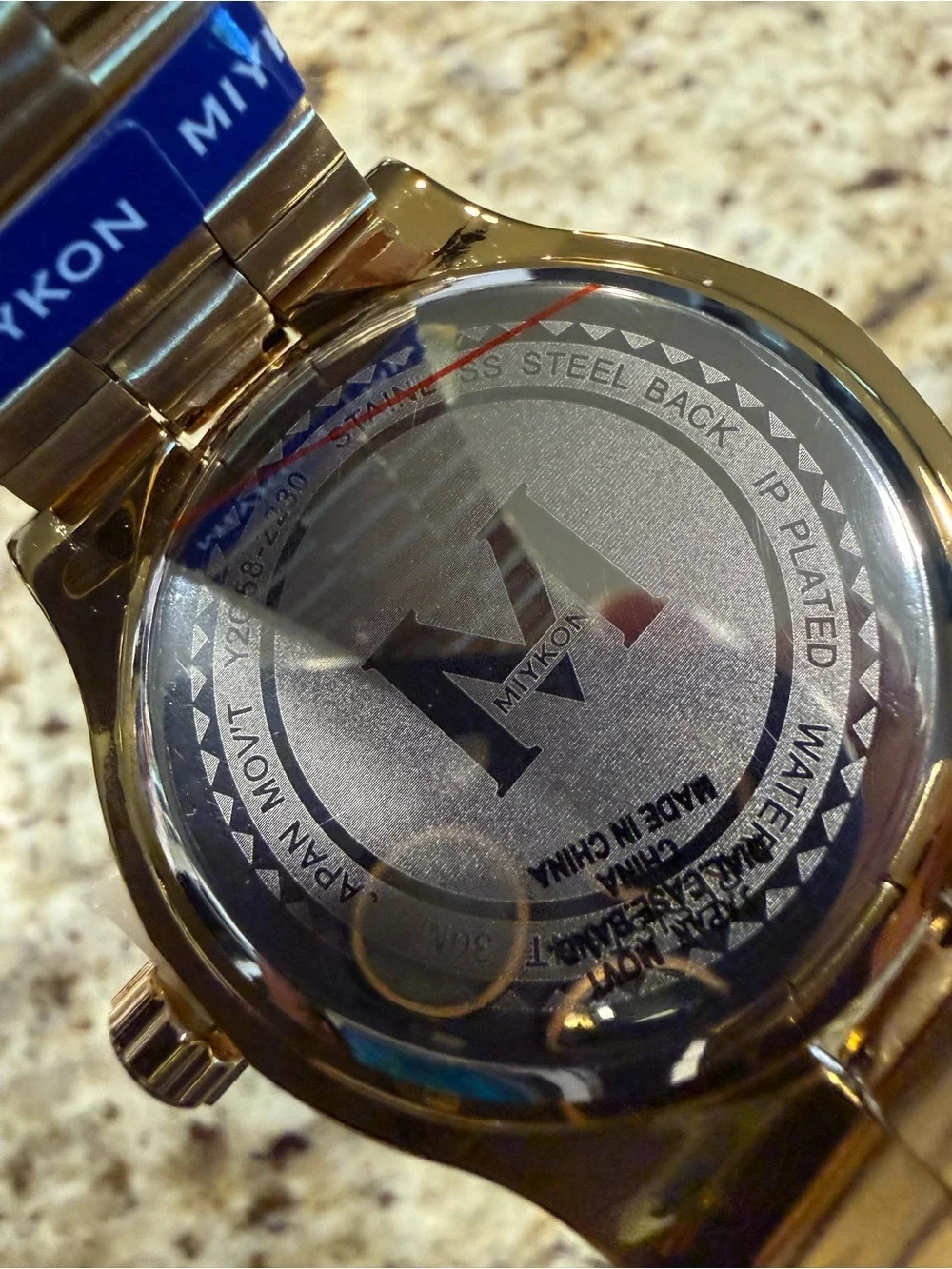 Miykon Men's Gold Stainless Steel Quartz Watch - Water-Resistant, Blue Dial